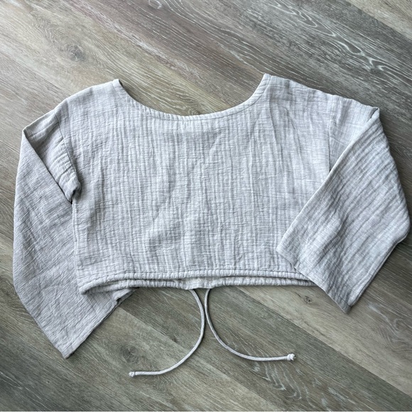 Tan Drawstring Cropped Top - Picture 2 of 4